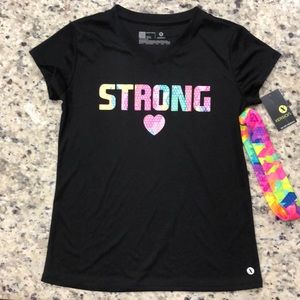 Girls STRONG Quick Dri Tee Shirt And Headband L 14